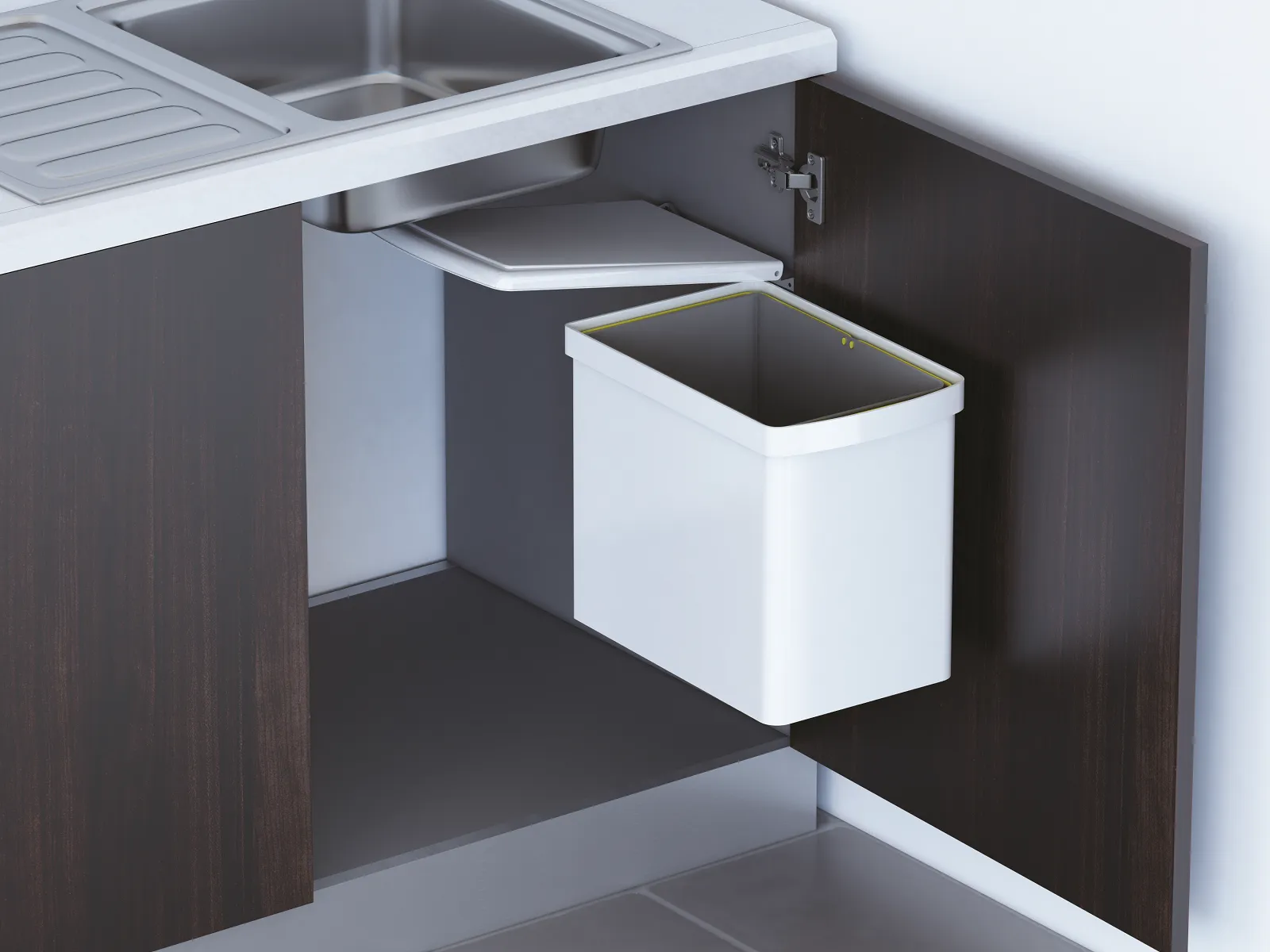 Ведро для мусора ALBIO навесное прямоугольное, белое, пластик 16 л. (227986)