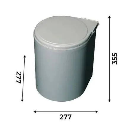 Ведро для мусора ALBIO навесное круглое, серое, пластик 13 л. ALVEUS (224308)