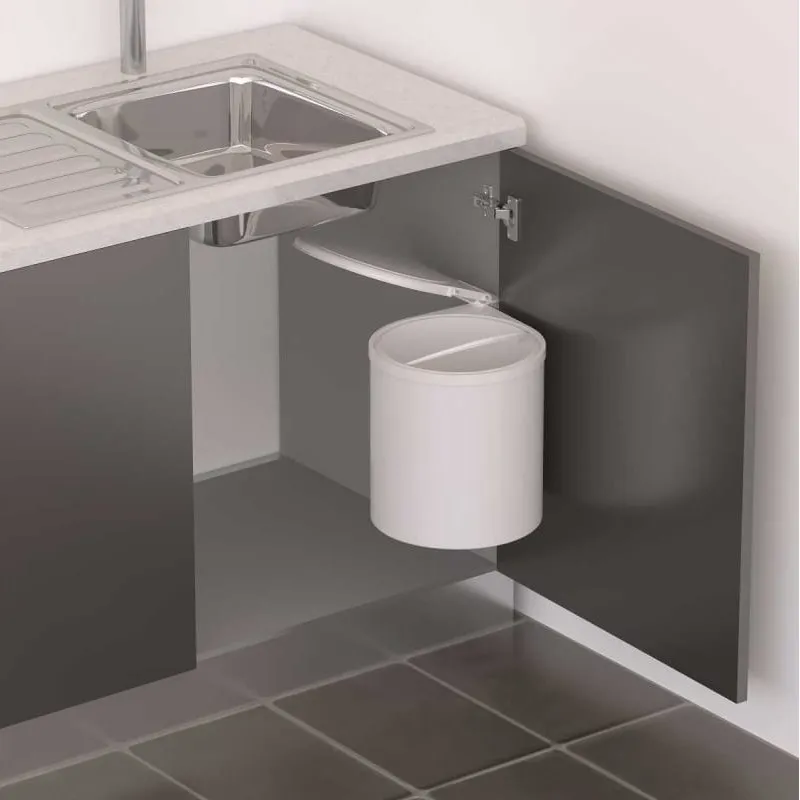 Ведро для мусора ALBIO навесное круглое, белое, пластик 11 л. (227987)