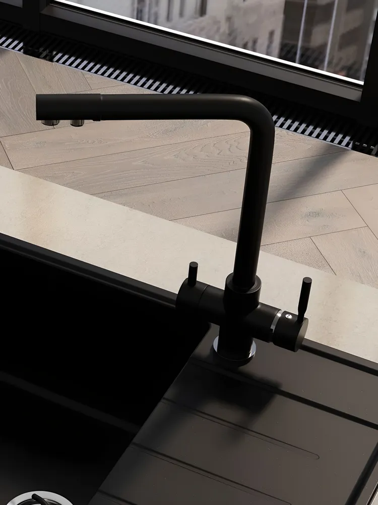 Смеситель кухонный Grandex Aqua PURE-L BLACK METALIC (9001015)