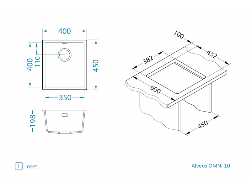 Мойка для кухни OMNI 10 GRANITAL CARBON-G91  400x450x198 с сифоном(1150041)
