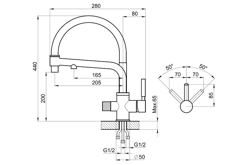 0075, ХРОМ СМЕСИТЕЛЬ КУХОННЫЙ