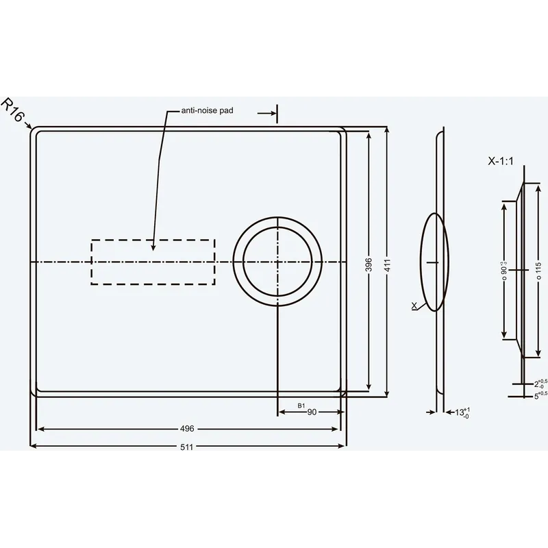 Дно для мойки из искусственного камня 500х400х13 (1124730)