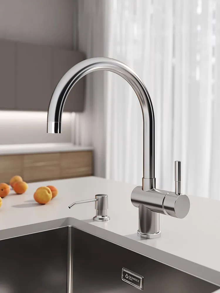 Смеситель кухонный Grandex Aqua BASIC-C SAT (900301)