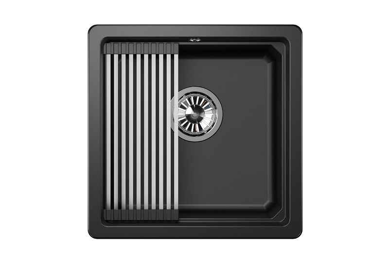 KS-4501U, ШВАРЦ (чёрный металлик), кухонная мойка, кварц