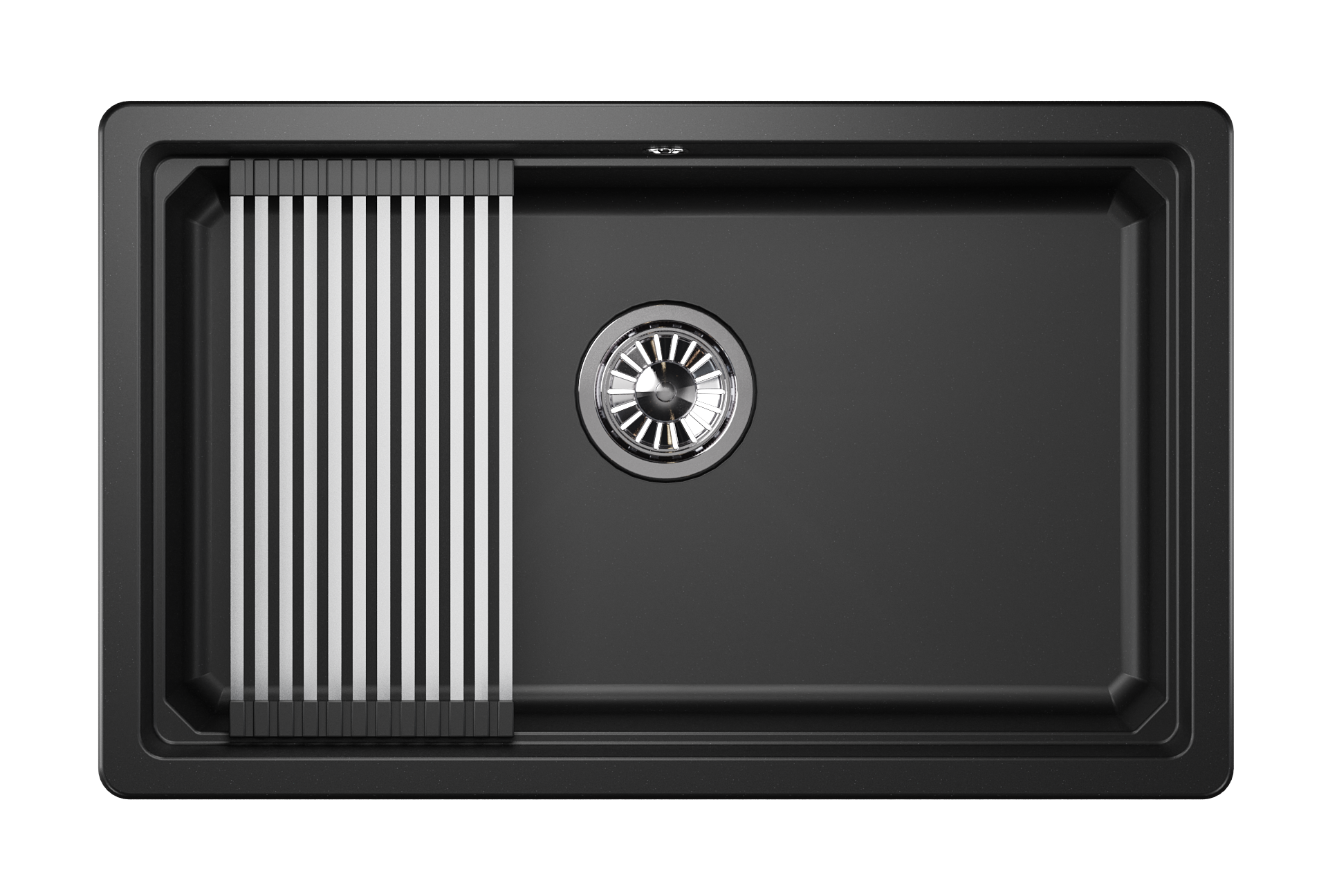 KS-7303U, ШВАРЦ (чёрный металлик), кухонная мойка, кварц