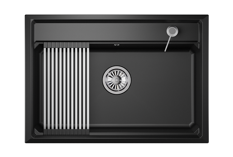 KS-7301, ШВАРЦ (чёрный металлик), кухонная мойка, кварц
