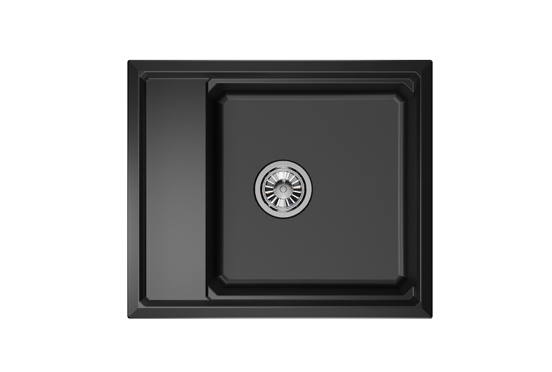 KS-6004, ШВАРЦ (чёрный металлик), кухонная мойка, кварц