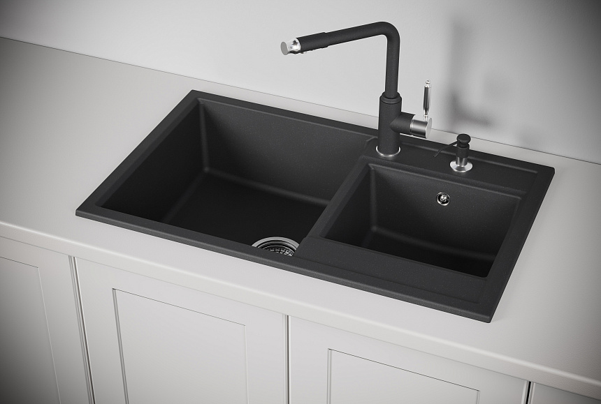 GR-8201, ЧЁРНЫЙ, кухонная мойка, кварц