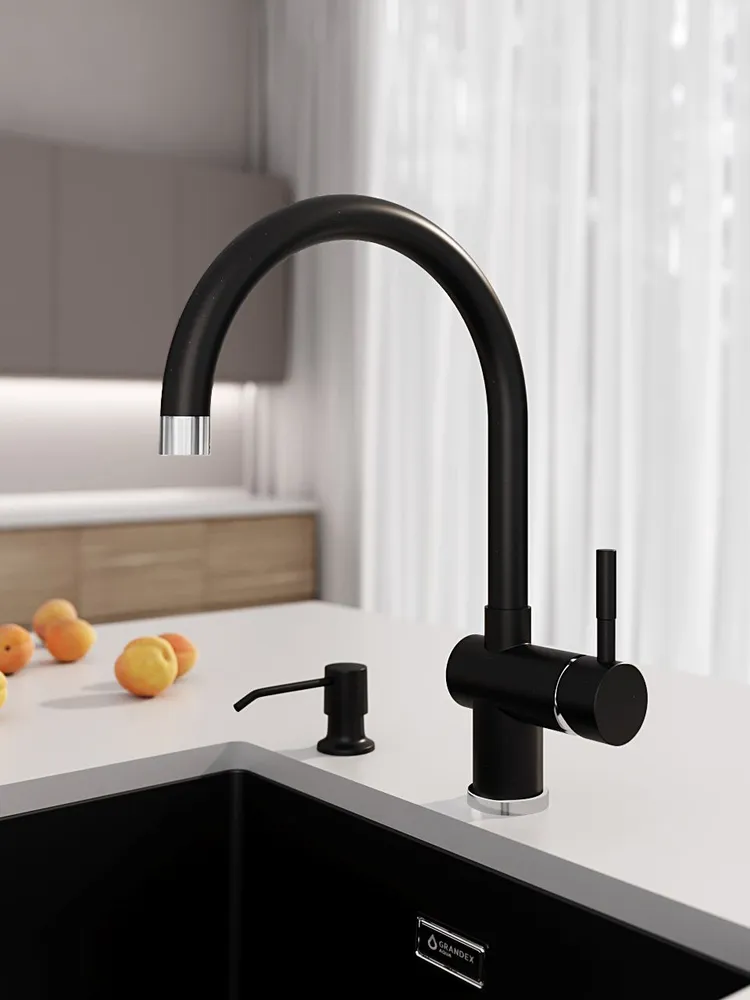 Смеситель кухонный Grandex Aqua BASIC-C BLACK METALIC (9003015)