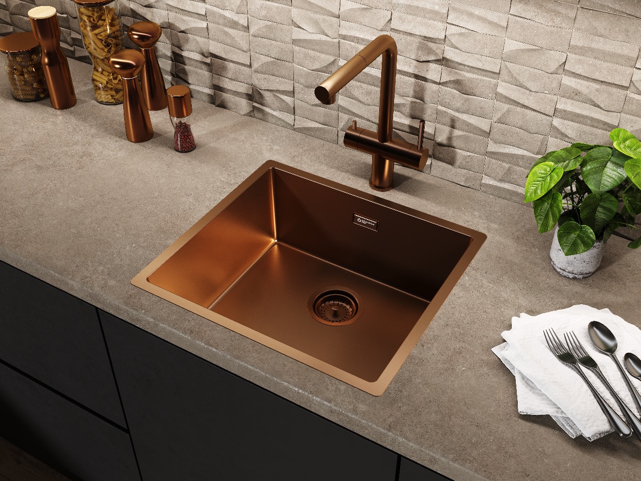 Мойка Grandex Aqua OPTIMA 49 COPPER, 490х440х200, (5010862)