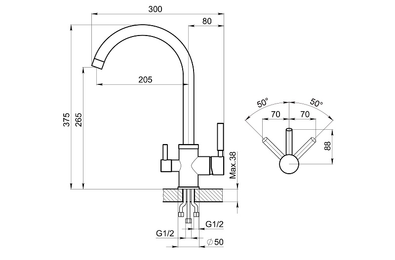 2168, ТУРМАЛИН, СМЕСИТЕЛЬ КУХОННЫЙ