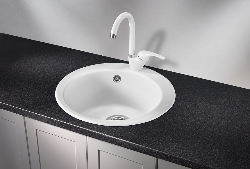 GR-4801, АРКТИК (БЕЛЫЙ), кухонная мойка, кварц