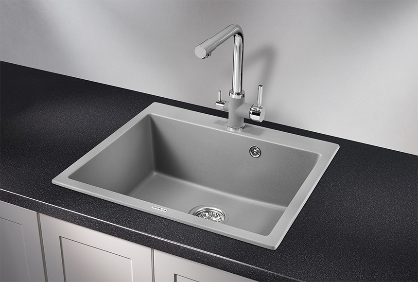 GR-6001, АЛЮМИНИУМ, кухонная мойка, кварц