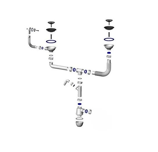 Сифон GRAND 3 1/2 с круглым переливом и винтом металл. с отводом (С.Н. 311-11-24)