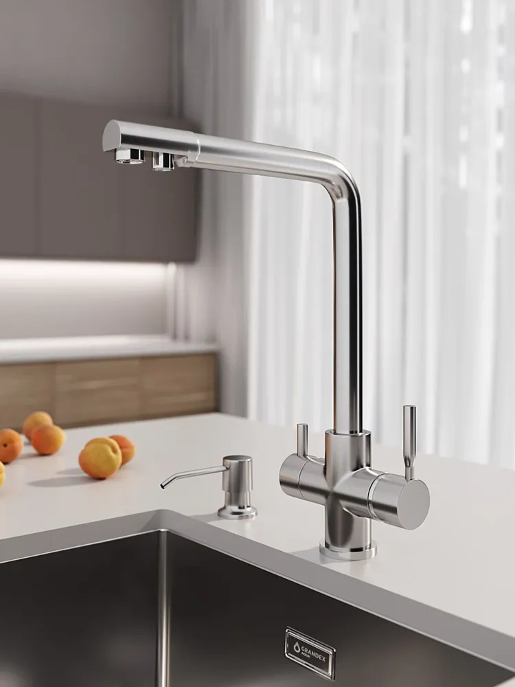 Смеситель кухонный Grandex Aqua PURE-L SAT (900101)