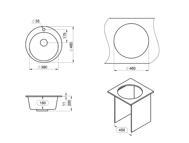 GR-4801, АРКТИК (БЕЛЫЙ), кухонная мойка, кварц