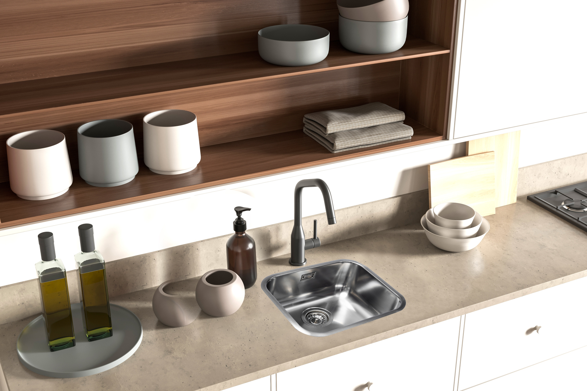 Мойка Grandex Aqua SELECT 36 L, 424х364х200 (слив вдоль длинной стороны), сифон в комплекте (200332)