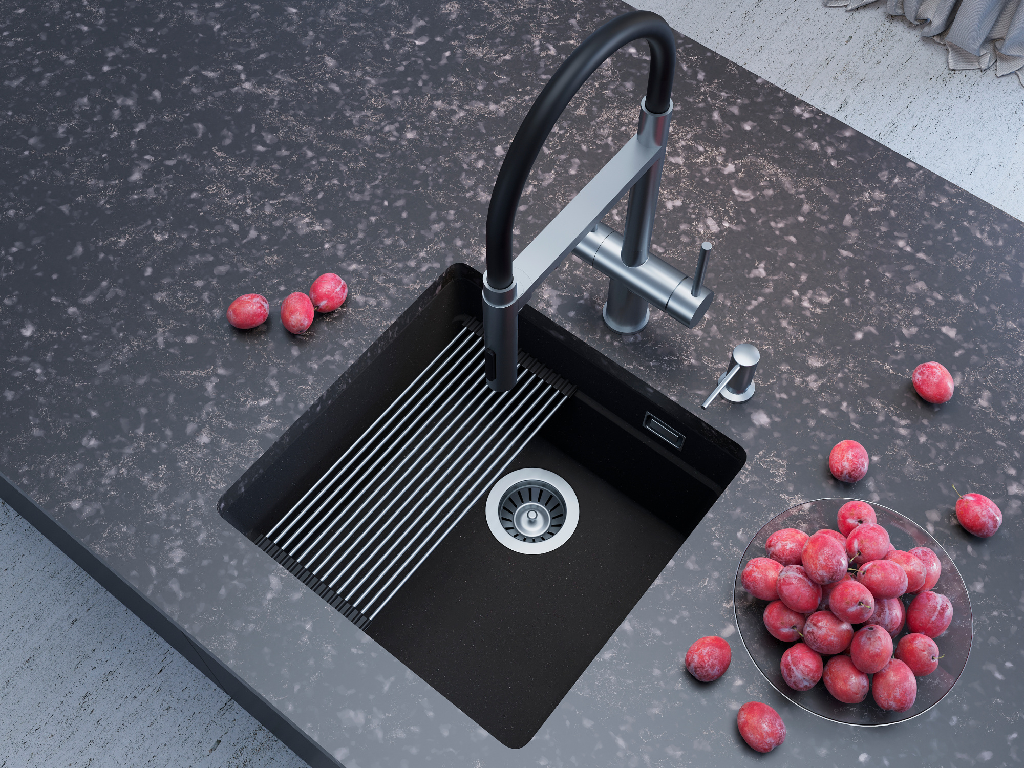 Кухонная мойка Grandex Aqua COMFORT 46U BLACK METALIC (500105)