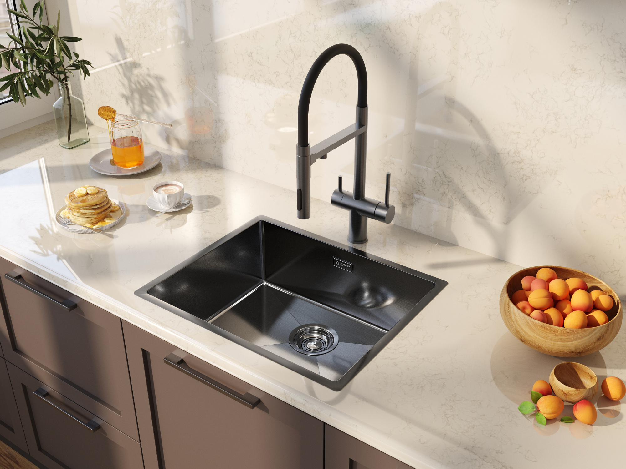 Мойка Grandex Aqua PROLINE 54 ANTHRACITE, 540х440х200, (5041743)