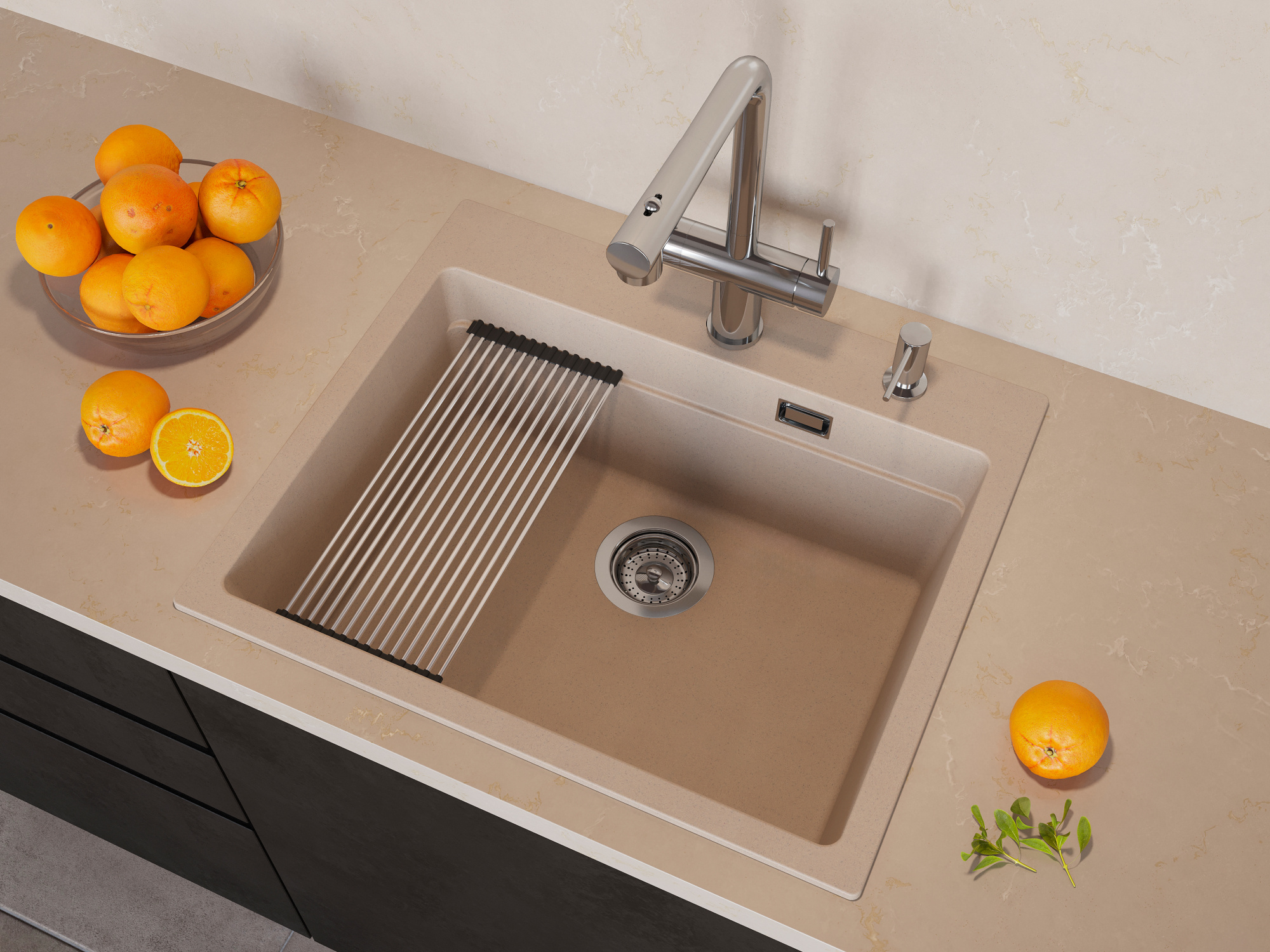 Кухонная мойка Grandex Aqua COMFORT 60F BEIGE (500503)