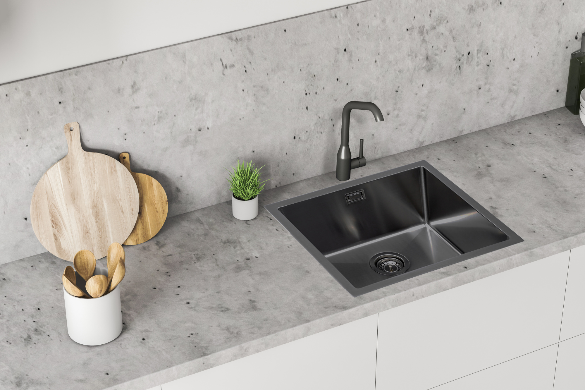 Мойка Grandex Aqua PROLINE 55 ANTHRACITE, 550х450х200, сифон в комплекте (3002063)