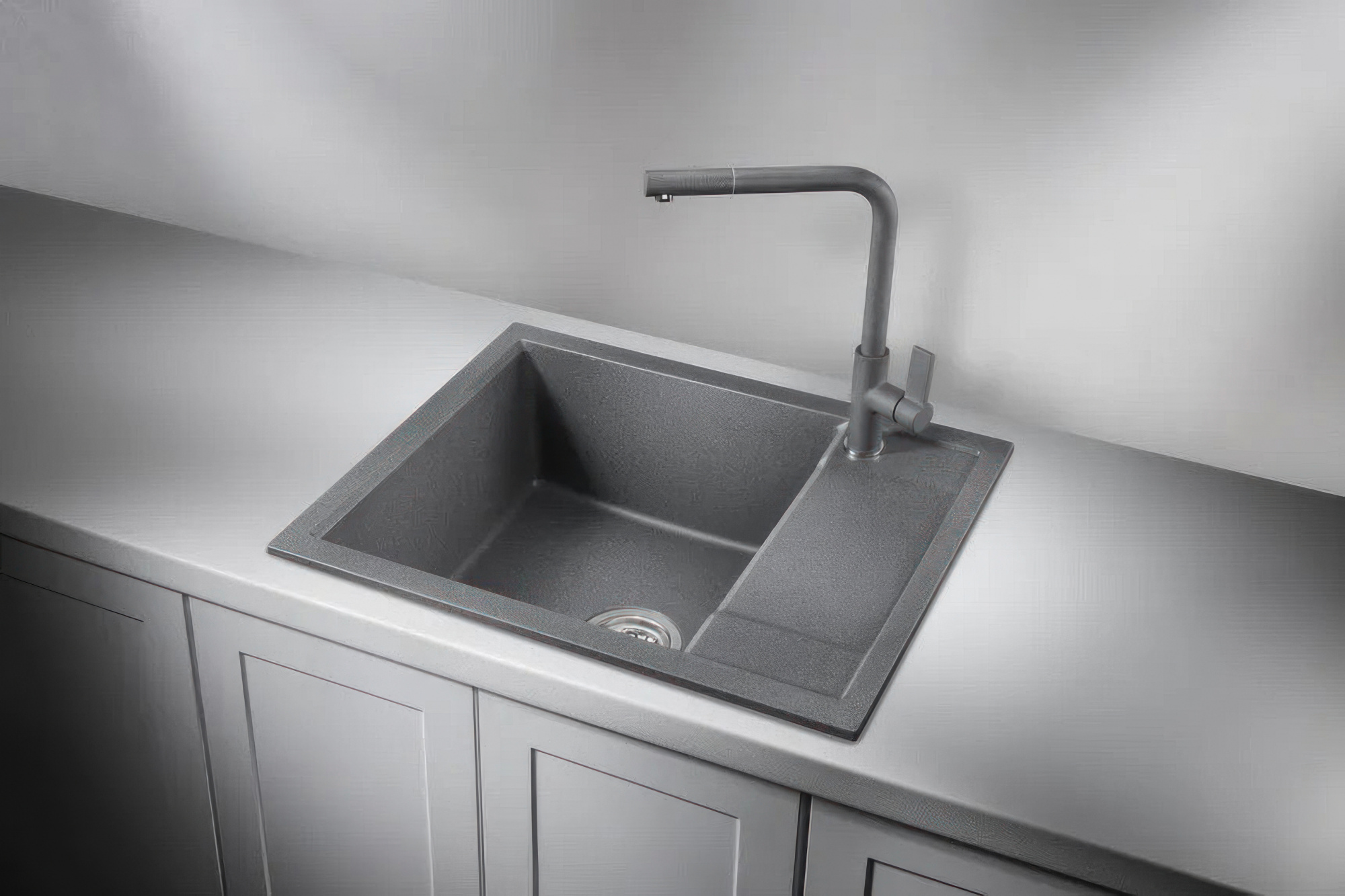 GR-6002, ГРАФИТ (ЧЁРНО-СЕРЫЙ), кухонная мойка, кварц